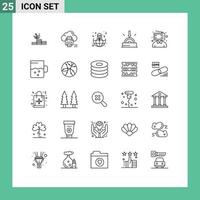 Set of 25 Vector Lines on Grid for content software device download world Editable Vector Design Elements