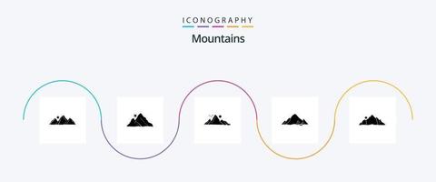 Mountains Glyph 5 Icon Pack Including nature. hill. nature. tree. hill vector