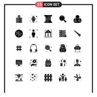 Mobile Interface Solid Glyph Set of 25 Pictograms of disabled fashion bobbin bag search Editable Vector Design Elements