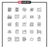 Universal Icon Symbols Group of 25 Modern Lines of devices rangoli lens pattern money Editable Vector Design Elements