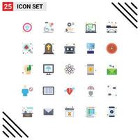 Set of 25 Modern UI Icons Symbols Signs for ambulance laptop solution email services Editable Vector Design Elements