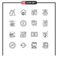 User Interface Pack of 16 Basic Outlines of eight gondola technology canada alpine Editable Vector Design Elements