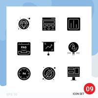 Stock Vector Icon Pack of 9 Line Signs and Symbols for help contact analytics communication statistics Editable Vector Design Elements