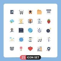 Mobile Interface Flat Color Set of 25 Pictograms of card folder iot files champion Editable Vector Design Elements