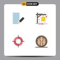 Pack of 4 Modern Flat Icons Signs and Symbols for Web Print Media such as communication holiday letter bell target Editable Vector Design Elements