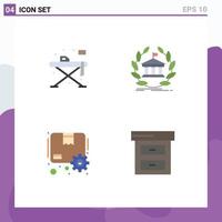 Universal Icon Symbols Group of 4 Modern Flat Icons of home education table online package Editable Vector Design Elements