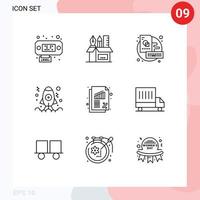 9 Creative Icons Modern Signs and Symbols of business launch board development app Editable Vector Design Elements