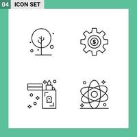 Universal Icon Symbols Group of 4 Modern Filledline Flat Colors of farming fire nature gear lighter Editable Vector Design Elements