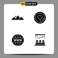 Pictogram Set of 4 Simple Solid Glyphs of hill engine mountain love search Editable Vector Design Elements