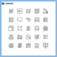 Universal Icon Symbols Group of 25 Modern Lines of space potion switch atom process Editable Vector Design Elements