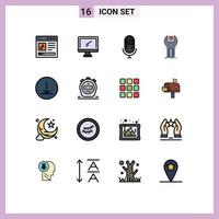 Set of 16 Modern UI Icons Symbols Signs for programming development imac app microphone Editable Creative Vector Design Elements