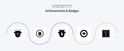 Achievements and Badges Glyph 5 Icon Pack Including wreath. award. shield. achievement. dollar vector