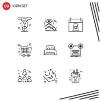 9 iconos creativos signos y símbolos modernos de pago calendario de compras pago peregrino elementos de diseño vectorial editables vector