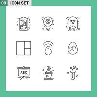 Universal Icon Symbols Group of 9 Modern Outlines of wifi connection avatar layout scary Editable Vector Design Elements