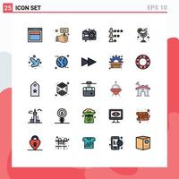 25 Universal Filled line Flat Color Signs Symbols of drink find hand job camera Editable Vector Design Elements