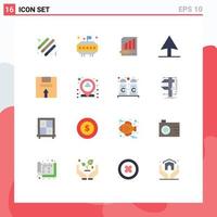 Pack of 16 Modern Flat Colors Signs and Symbols for Web Print Media such as handle box analysis cursor graph Editable Pack of Creative Vector Design Elements