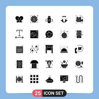 Modern Set of 25 Solid Glyphs and symbols such as wedding suit usb love bow Editable Vector Design Elements