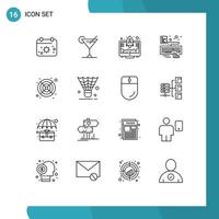 Set of 16 Modern UI Icons Symbols Signs for fan computer launch attach keyboard Editable Vector Design Elements