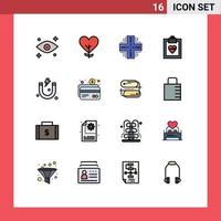 Group of 16 Flat Color Filled Lines Signs and Symbols for magnet results computing medical server Editable Creative Vector Design Elements