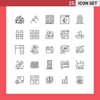 Modern Set of 25 Lines Pictograph of webpage secure basic browser matrix Editable Vector Design Elements