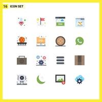 Universal Icon Symbols Group of 16 Modern Flat Colors of basketball ball free work design work Editable Pack of Creative Vector Design Elements