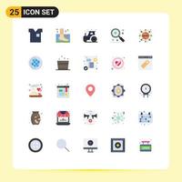 Mobile Interface Flat Color Set of 25 Pictograms of magnifier find therapy add farming Editable Vector Design Elements