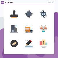 Set of 9 Modern UI Icons Symbols Signs for web hosting gear real estate building Editable Vector Design Elements