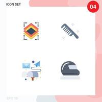 Group of 4 Modern Flat Icons Set for layers email server cosmetic mail Editable Vector Design Elements