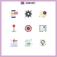 9 Universal Flat Colors Set for Web and Mobile Applications creative process brain creative pin Editable Vector Design Elements