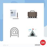 4 Flat Icon concept for Websites Mobile and Apps blog fingerprint article tank pattern Editable Vector Design Elements