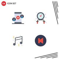 Modern Set of 4 Flat Icons and symbols such as business music video jump rope party Editable Vector Design Elements