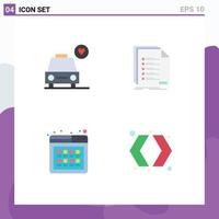 Modern Set of 4 Flat Icons and symbols such as car online check listing purchase Editable Vector Design Elements