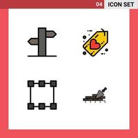 Set of 4 Modern UI Icons Symbols Signs for address path signal friday rectangle Editable Vector Design Elements