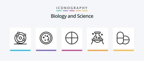 paquete de iconos de la línea 5 de biología que incluye laboratorio. biología. bioquímica. bioquímica. proceso. diseño de iconos creativos vector