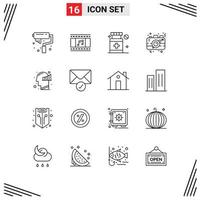 Modern Set of 16 Outlines Pictograph of human image healthcare picture photography Editable Vector Design Elements
