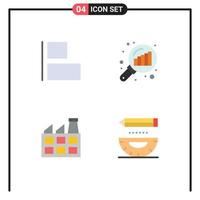 4 Flat Icon concept for Websites Mobile and Apps align industry data analyzing search stats compass Editable Vector Design Elements