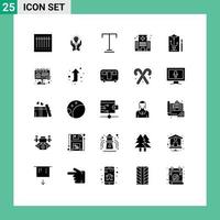 Group of 25 Solid Glyphs Signs and Symbols for head hospital marketing health building Editable Vector Design Elements