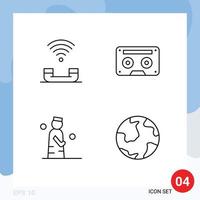 Pictogram Set of 4 Simple Filledline Flat Colors of device tape support audio man Editable Vector Design Elements