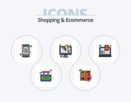 paquete de iconos llenos de línea de compras y comercio electrónico 5 diseño de iconos. mecanografía. interfaz. monstruo. teclado. juego de azar vector