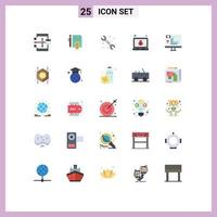 Editable Vector Line Pack of 25 Simple Flat Colors of app laptop bug documents hacker plumbing Editable Vector Design Elements
