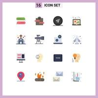 Flat Color Pack of 16 Universal Symbols of chapel data fly computer analysis Editable Pack of Creative Vector Design Elements