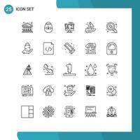 Modern Set of 25 Lines Pictograph of transport boat egg online dialog Editable Vector Design Elements
