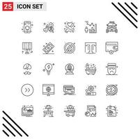 25 iconos creativos signos y símbolos modernos de gestión automática protegen la tabla de eficiencia elementos de diseño vectorial editables vector