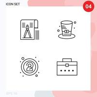 conjunto de 4 iconos de ui modernos símbolos signos para brújula anonimato geometría sombrero desconocido elementos de diseño vectorial editables vector