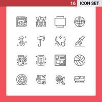 paquete de iconos vectoriales de stock de 16 signos y símbolos de línea para elementos de diseño vectorial editables del mundo cristiano de diseño cruzado de hacha vector