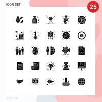 25 Universal Solid Glyphs Set for Web and Mobile Applications pollution detection drink leak sushi Editable Vector Design Elements