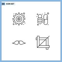 4 User Interface Line Pack of modern Signs and Symbols of dollar hipster money science male Editable Vector Design Elements