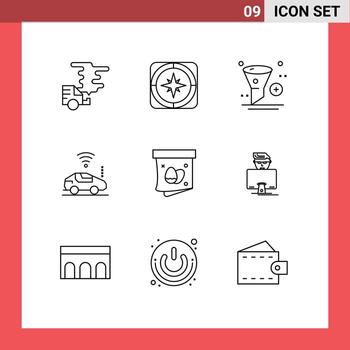 paquete de esquema de 9 símbolos universales de la aplicación de filtro de navegación wifi atou elementos de diseño vectorial editables vector