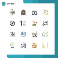 Universal Icon Symbols Group of 16 Modern Flat Colors of healthcare document graveyard estate laptop Editable Pack of Creative Vector Design Elements