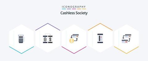 Cashless Society 25 Flat icon pack including cashless. banking. transection. marketing. cashless vector